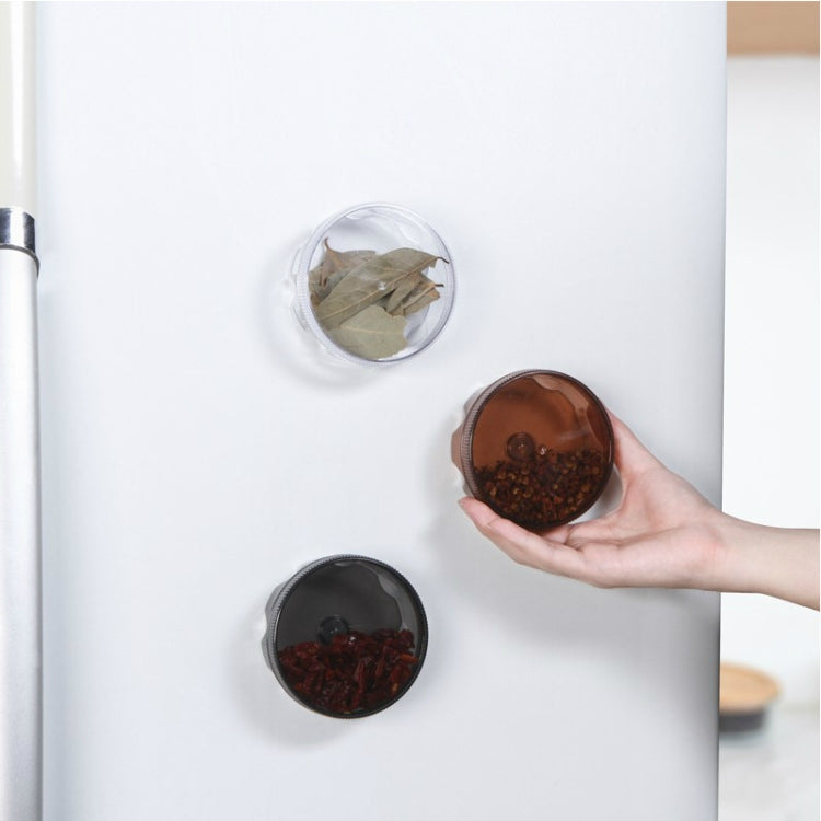 2 PCS Magnetic Suction Round Wall-mounted Seasoning Jar(Transparent) by bashfashion
