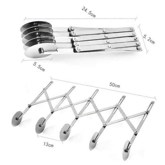Stainless Steel Retractable Multipurpose Pizza Knife, Style: 5 Wheels by bashfashion