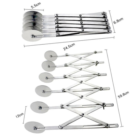 Stainless Steel Retractable Multipurpose Pizza Knife, Style: 6 Wheels by bashfashion
