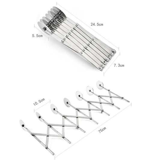 Stainless Steel Retractable Multipurpose Pizza Knife, Style: 7 Wheels by bashfashion