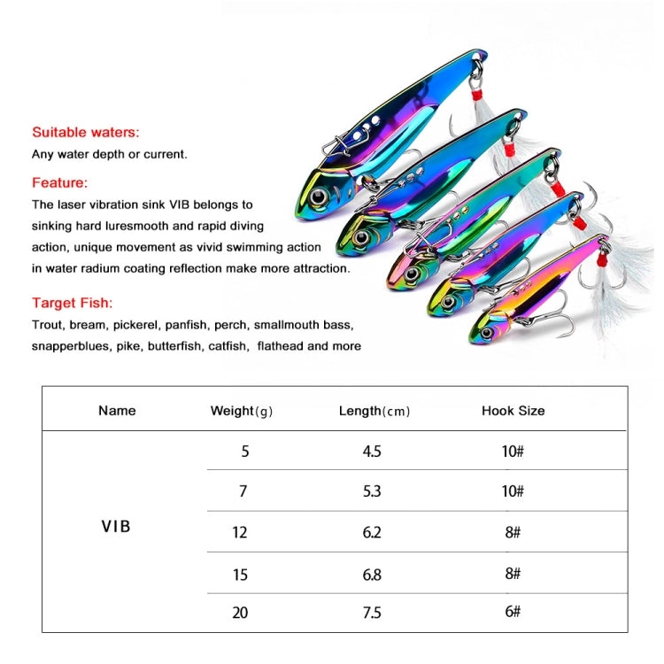 PROBEROS DW559 Colorful VIB Sequenant Far Subsidine Lure Bait, Specification: 15g by PROBEROS