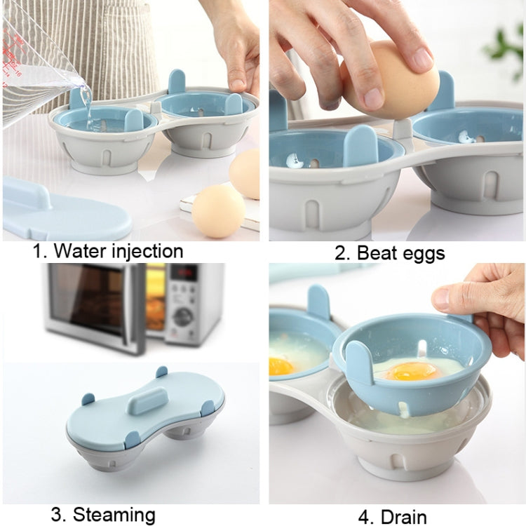 Two-compartment Steamed Egg Box Microwave Steamed Egg Plate Egg Mold(Blue) by bashfashion
