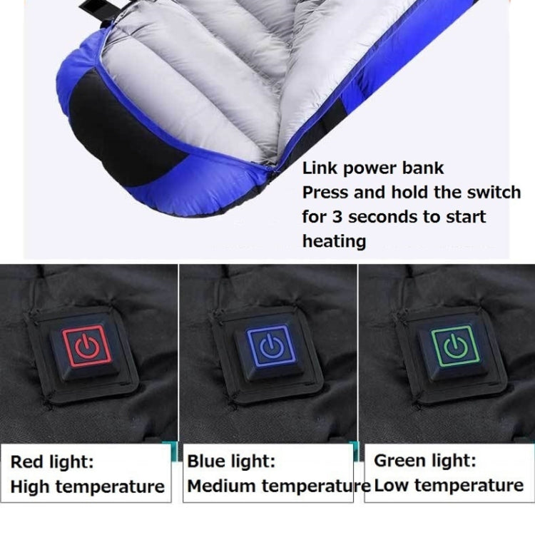 USB Electric Heating Down Cotton Sleeping Bag 3-speed Temperature Adjustment (180+30)x75cm(Orange) by bashfashion