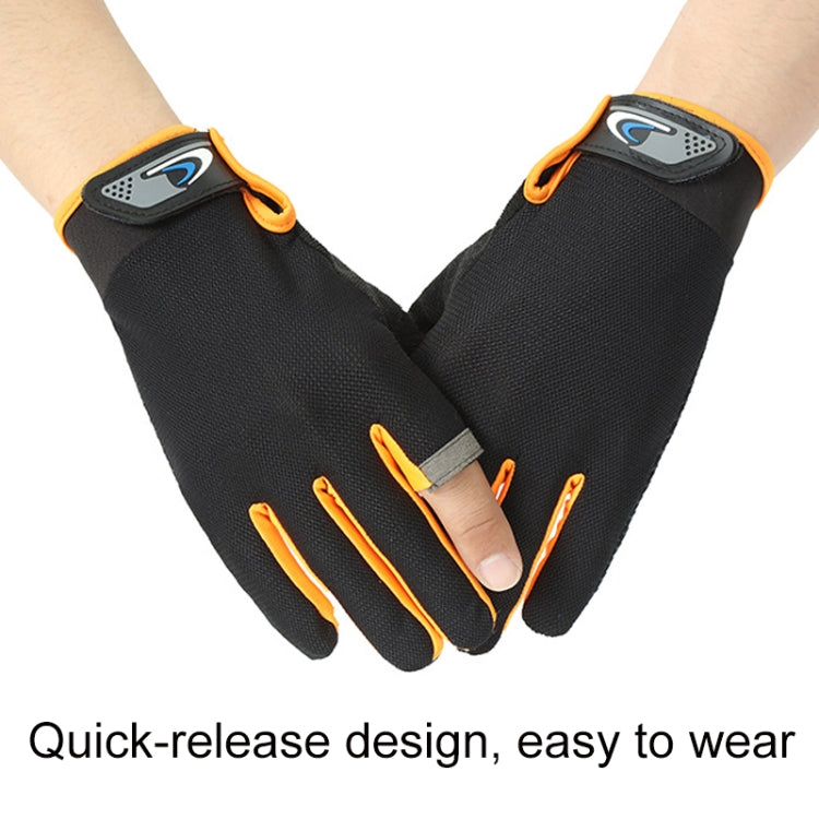 1 Pair QX0008 Outdoor Sunscreen Non-Slip Exposed Two-Finger Fishing Gloves, Size: Free Size(Black) by bashfashion