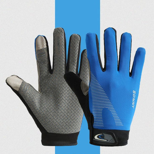 1 Pair QX0002 Sports Sunscreen Touch Screen Non-slip Wear Resistant Shock Absorbing Cycling Gloves, Size: L(Blue) by bashfashion