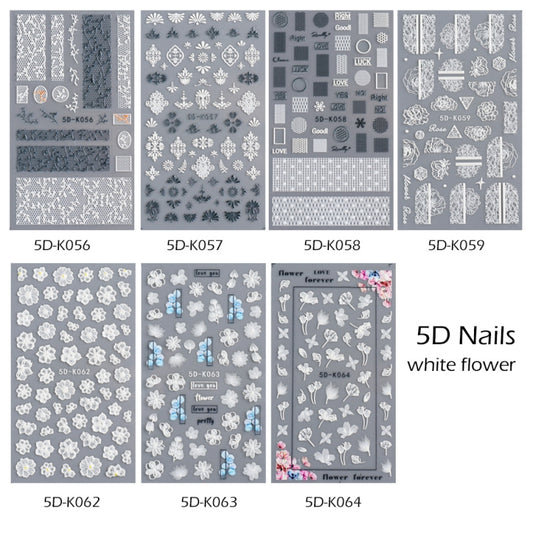 2 PCS 5D Stereoscopic Hollow Lace Nail Stickers Nail Art 3D Flower Embossed Stickers(5D-K57) by bashfashion