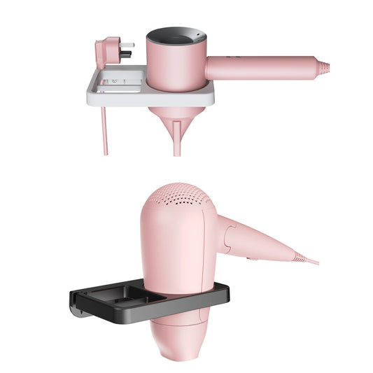 2-in-1 Hair Dryer Wall Mount Bracket Bathroom Shelf(White) by bashfashion