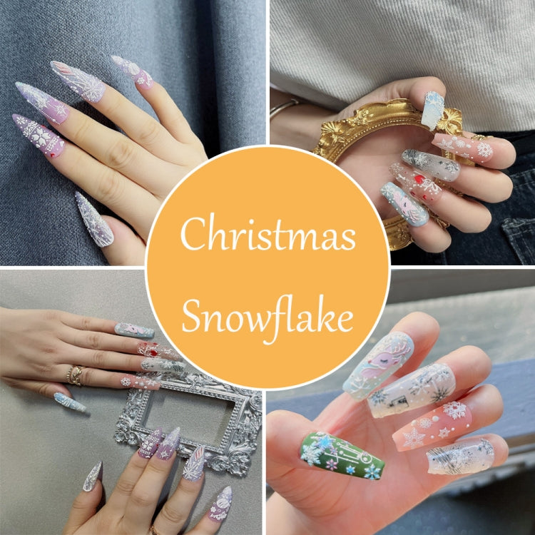 3 PCS 5D Embossed Nail Stickers Christmas Snowflake Elk Nail Stickers(5D-K027) by bashfashion