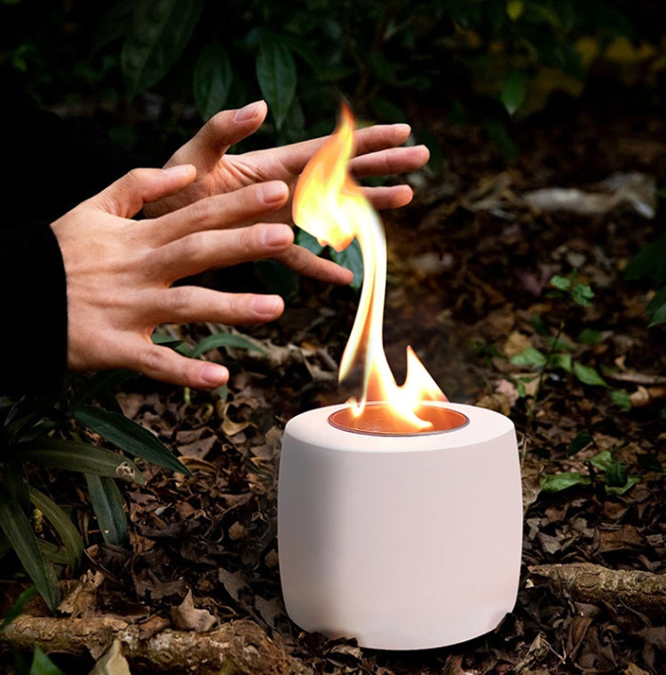 Tabletop Alcohol Fireplace Lamp Flame Heater Portable Outdoor Concrete Small Fireplace(White) by bashfashion
