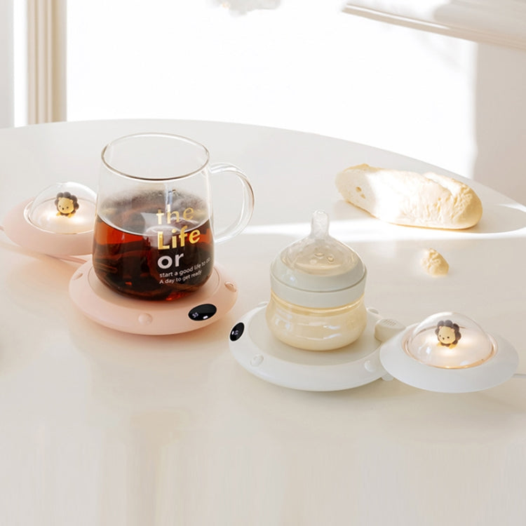 Cartoon Heated Cup Pad UFO Insulated And Constant Temperature Coaster with Night Light, US Plug(Pink) by bashfashion