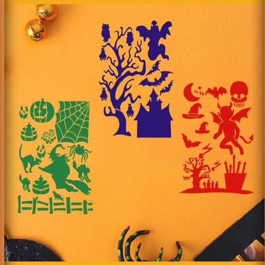 12pcs /Set Halloween Hollow Auxiliary Painting Wall Painting Template For Children by bashfashion