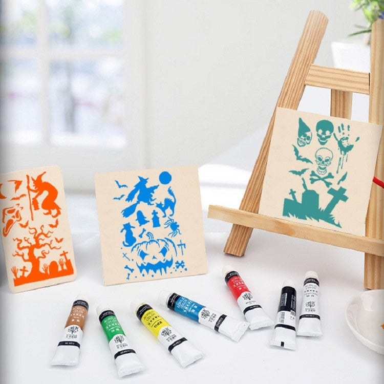 12pcs /Set Halloween Hollow Auxiliary Painting Wall Painting Template For Children by bashfashion