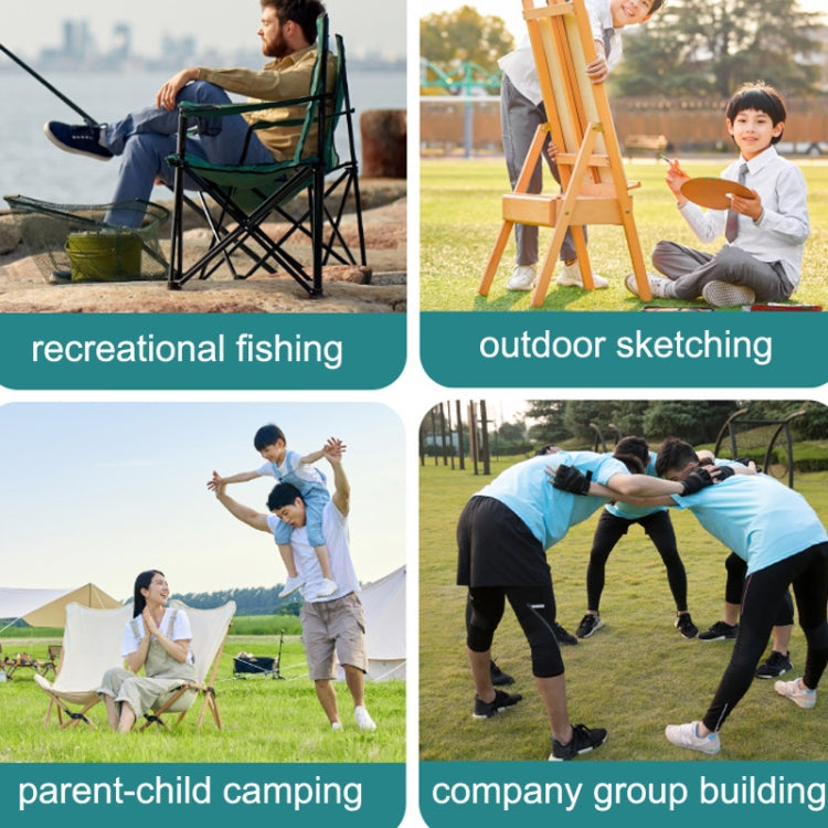 Casual Picnic Sketching Handrest Backrest Fishing Portable Beach Chair(Black) by bashfashion