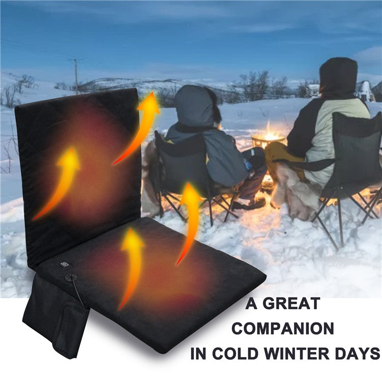Outdoor Winter Camping Warm USB Heating Cushions With Backrest(Black) by bashfashion