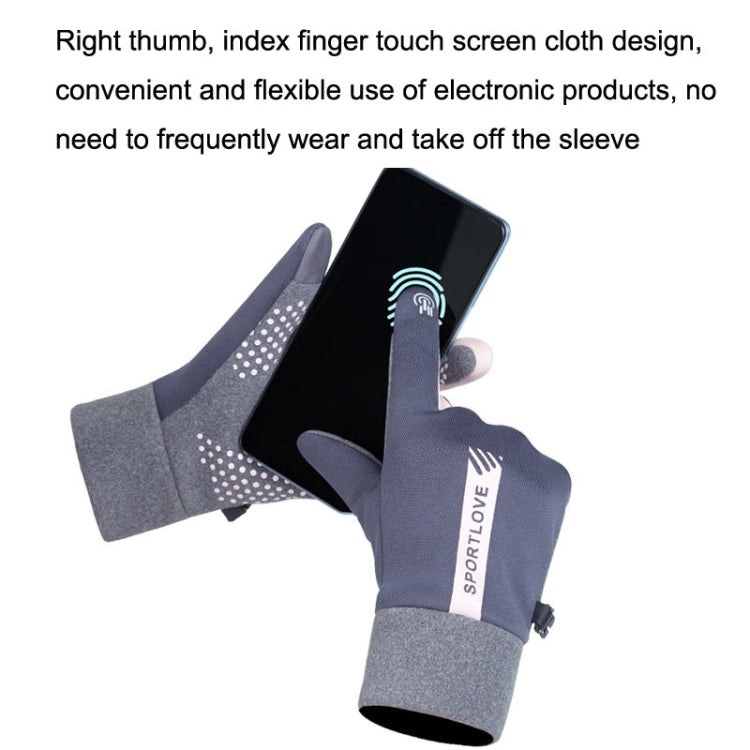 1 Pair Velvet and Thick Cycling Windproof and Cold Warm Gloves, Style: Male Version (Grey) by bashfashion