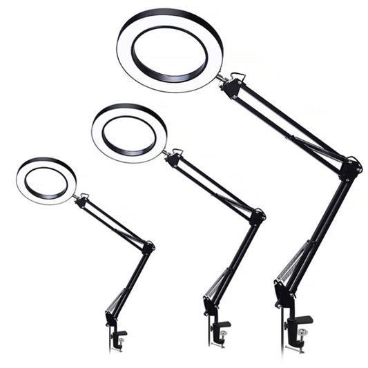 5X Magnifying Glass LED Folding Long Arm Clip Light Eye-protection USB Reading Lamp, Size: Medium(Black) by bashfashion