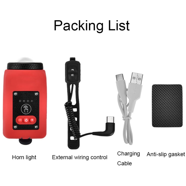 2 In 1 Bicycle Rechargeable Waterproof High Decibel Bell with Highlight Light(Red) by bashfashion