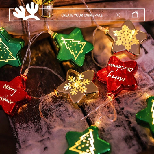 LED Christmas Decorative Ball Lights Scene Arrangement Lantern String, Spec: Battery Type 1.5m(Pentagram) by bashfashion