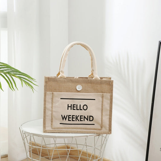 Portable Shopping Bag Waterproof Linen Lunch Bag(White) by bashfashion