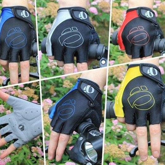YIZIMI Anti-shock Half-finger Gloves Cycling Silicone Short Finger Gloves, Size: L(Black Blue) by YIZIMI
