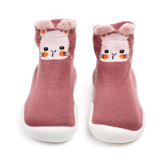 D2201 Children Cartoon Tube Floor Socks Knitted Soft Bottom Baby Shoes Socks, Size: 20-21(Pink Rabbit) by bashfashion