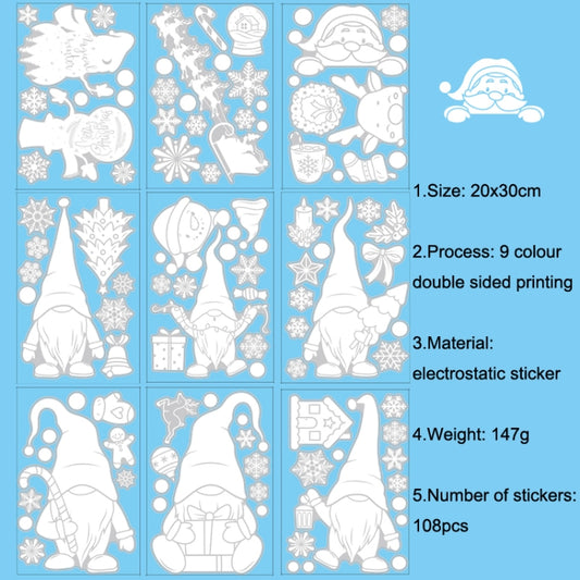 Christmas Static Glass Window Decoration Background Decorative Stickers(White Midget) by bashfashion