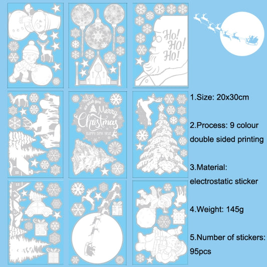 Christmas Static Glass Window Decoration Background Decorative Stickers(White Santa Claus) by bashfashion