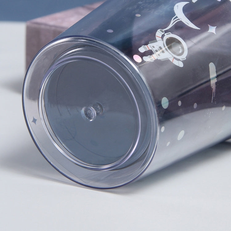 Double Star Plastic Cup Cartoon Water Cup With Straw, Color: 350ml Black by bashfashion