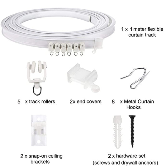 Model Steel Track Set Flexible Silent Slide Track Track with Hooks, Size: 1m by bashfashion