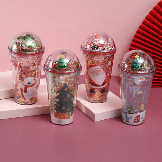 500ml Micro Landscape Plastic Cup Christmas Gift Double Cup(Style 2) by bashfashion