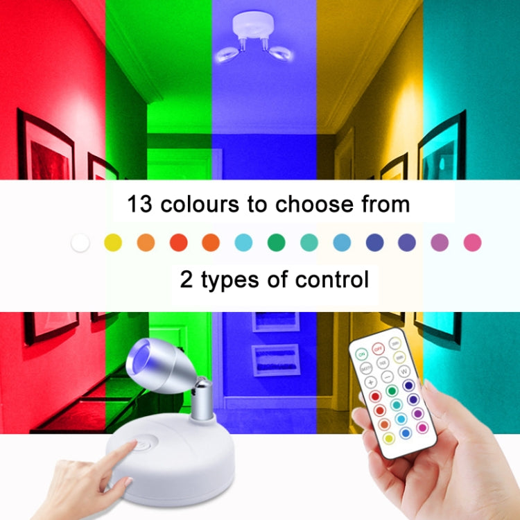 C2765 Double Head 2 Lights Wireless RGB Remote Control Cabinet Ambient Spotlight by bashfashion