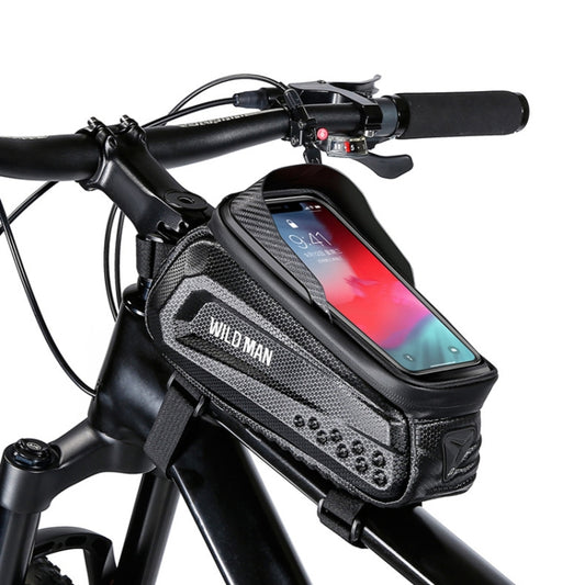 WILD MAN E10 1L Mountain Bike EVA Hard Shell Touch Screen Front Beam Bag(Black) by WILD MAN