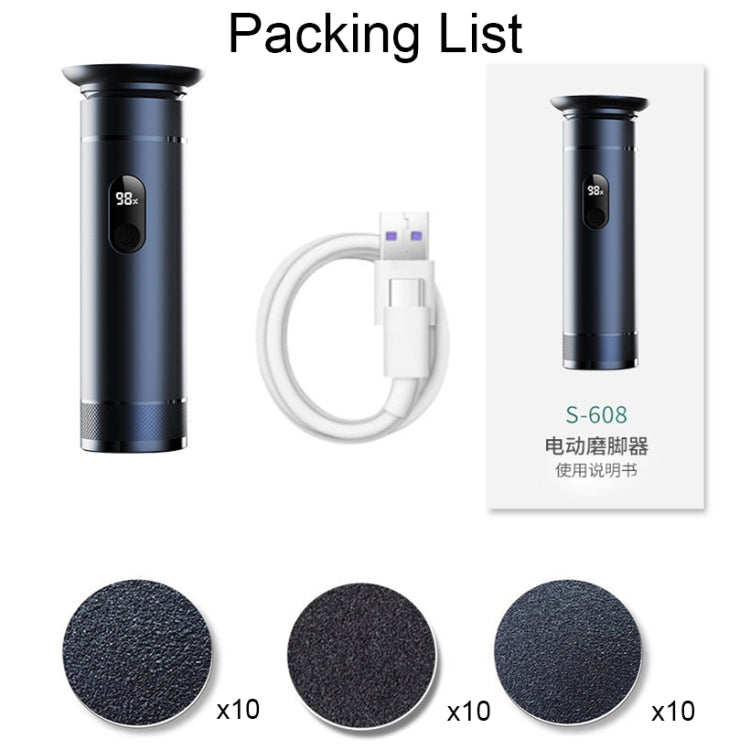 S-608 Smart Digital Display USB Charging Foot Grinder Exfoliating Electric Pedicure(Black) by bashfashion