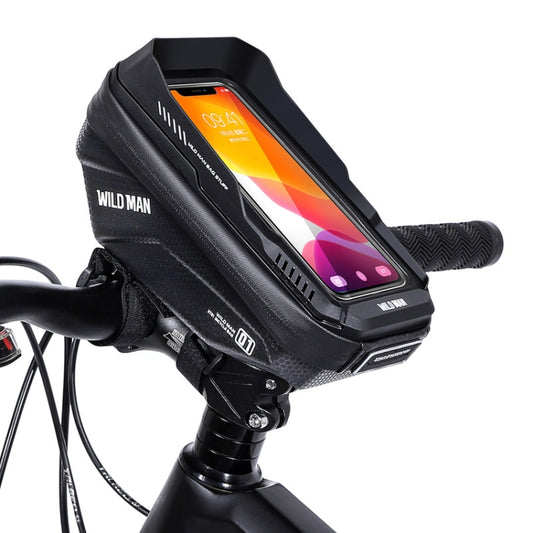 WILD MAN XT1 1L Bicycle EVA Hard Shell Phone Touch Screen Handlebar Bag(Twill) by WILD MAN