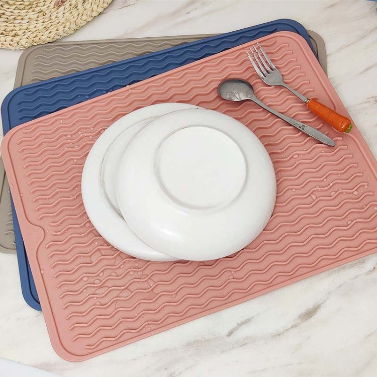 TPR Thickened Thermal Pad Wave Pattern Drain Anti-Slip Mat(Khaki Pink) by bashfashion