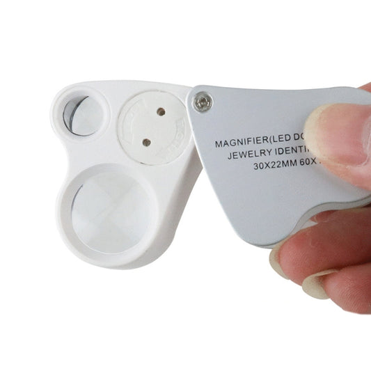 MG9889 30X-60X Mini Dual-Lens Craft Appreciation Magnifying Glass with LED Light by bashfashion