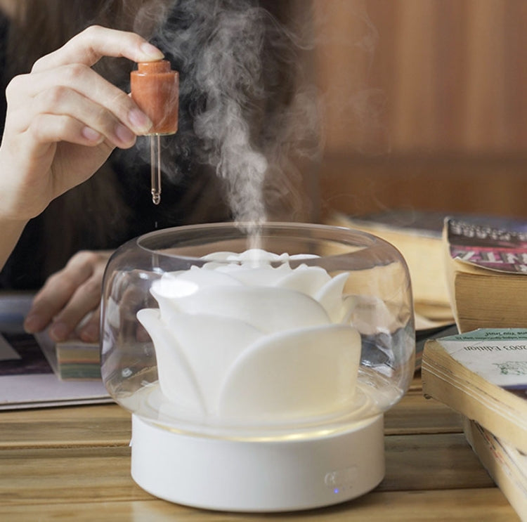 400ml Rose Aromatherapy Diffuser Timing Humidifier with Seven-color Light,CN Plug(White) by bashfashion