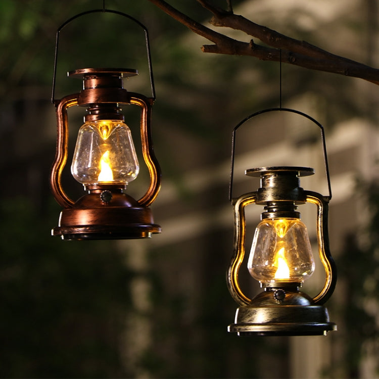 200802 Retro Solar Kerosene Lamp Shape Handheld Lamp Home Decor Flame Lamp(Rusty) by bashfashion