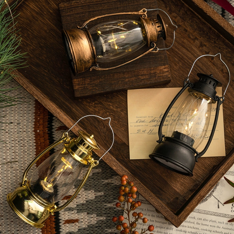 Retro Lantern Table Decoration Christmas Scene Decoration Simulation Oil Lamp(Bronze) by bashfashion