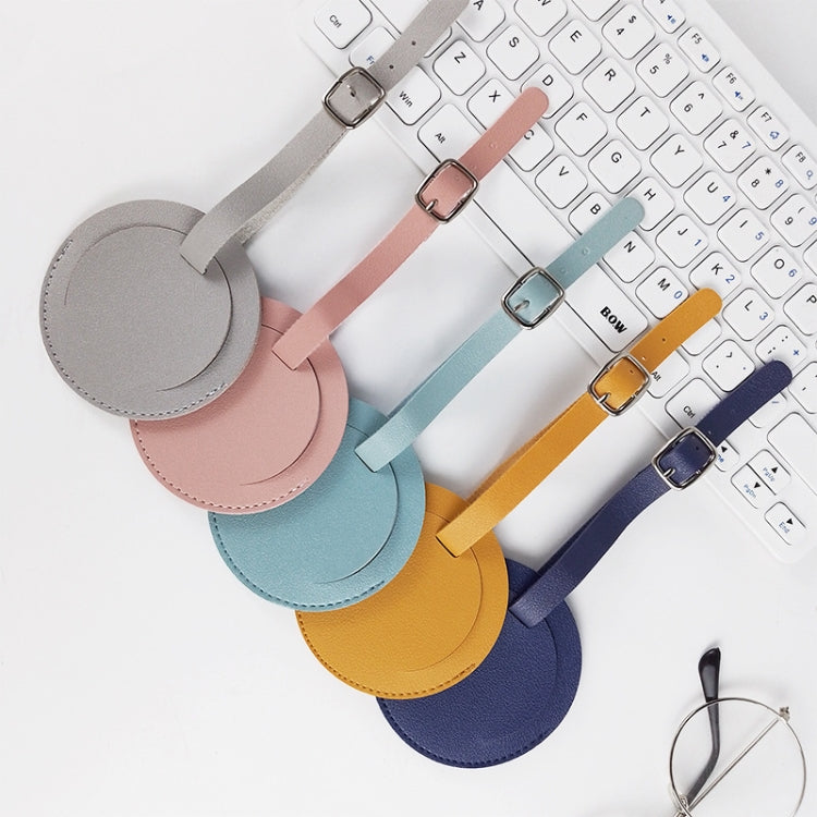 5 PCS Soft-Surface Leather Stitched Round Boarding Pass Luggage Tag(Black) by bashfashion