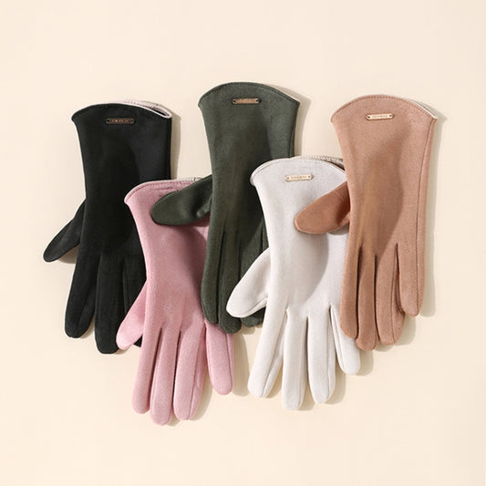 Touch Screen Plus Velvet Keep Warm Riding Gloves, Size: One Size(Women Camel) by bashfashion
