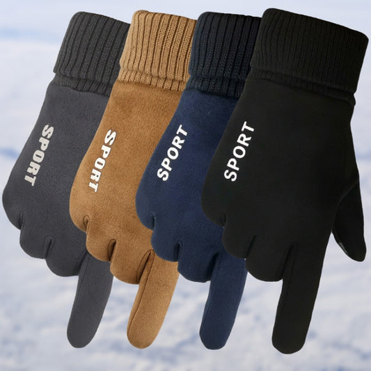 Q35 Suede Men Warm Gloves Touch Screen Sports Cycling Gloves, Size: One Size(Dark Blue) by bashfashion