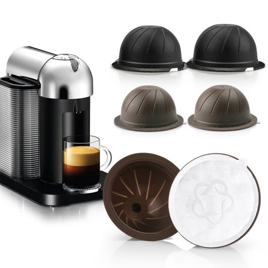 ICafilas Coffee Capsule Shell For Nespresso Vertuo Plus ENV 135/Vertuo ENV 150/BNV450WHT1BUC1, Color: 3 Brown Cups+60 Aluminum Foil by bashfashion