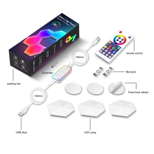 Gaming Ambient Light Smart Chiclet Backdrop Quantum Wall Light, Versions: Bluetooth(3 PCS/Set) by bashfashion