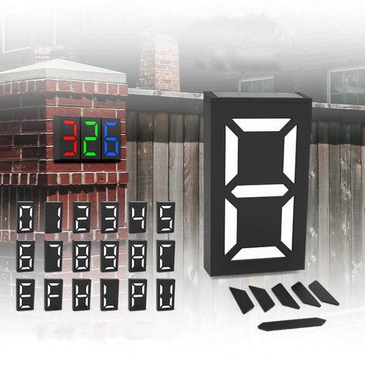 N766B DIY Solar Number Doorplate Lamp Outdoor Waterproof Wall Lights(White Light/Warm Light) by bashfashion
