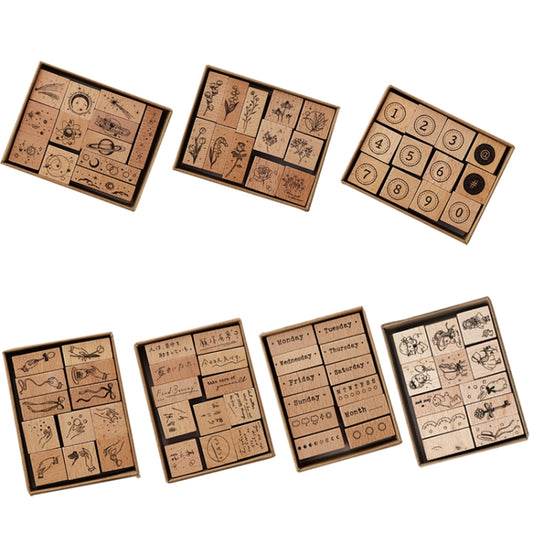 Vintage Beech Combination Seal Set Wooden Handbook Seal Set(Cosmic Radio Station) by bashfashion