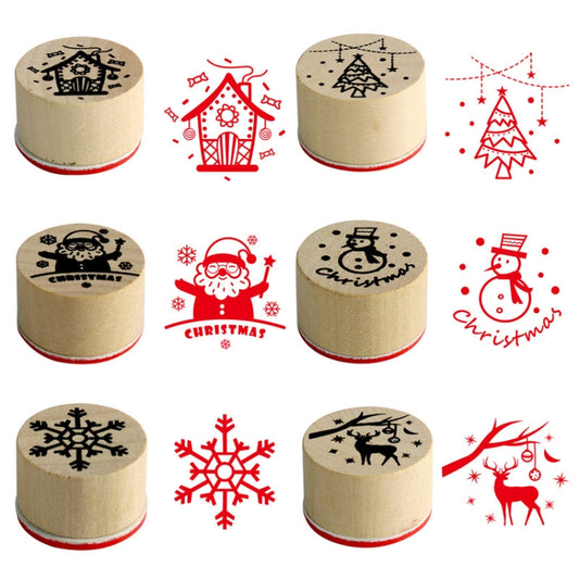 6PCS/Set Christmas Snowflake Deer Wooden DIY Stamp Set by bashfashion