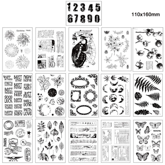 5 PCS Vintage Botanical Arrangement Handbook Clear Silicone Stamp(Fern) by bashfashion