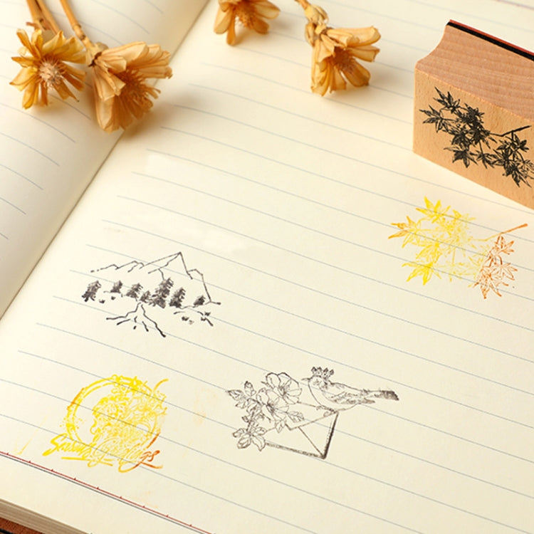 5 PCS DIY Vintage Nature Landscape Handbook Wooden Stamp(Sea Flowers Butterflies) by bashfashion