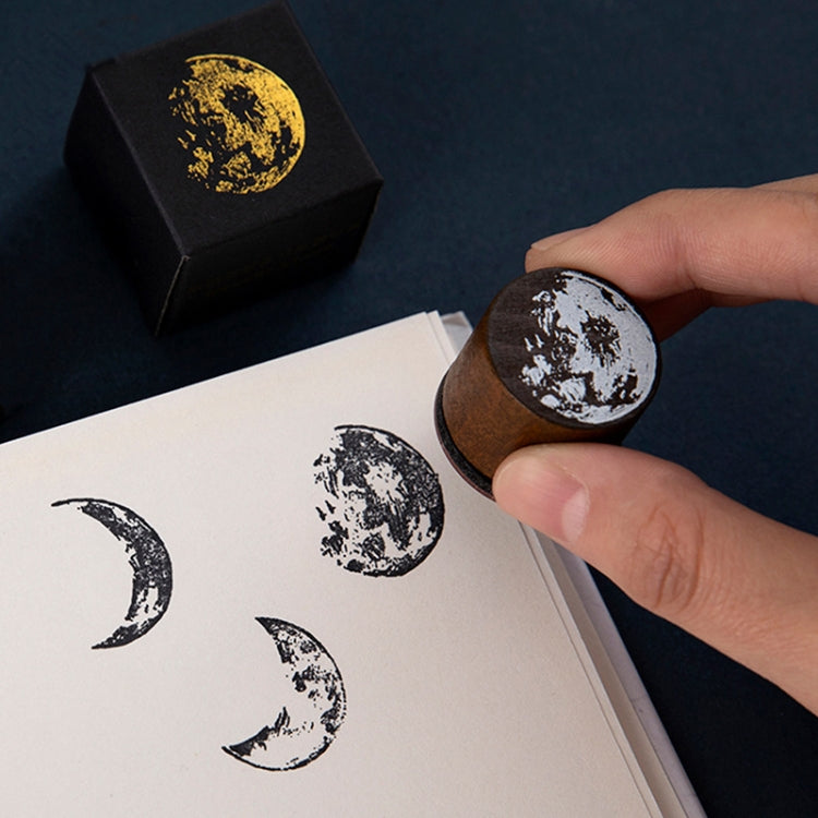 Moon Phase Series Handbook Decoration DIY Wooden Stamp(Convex Moon) by bashfashion